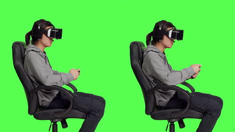 Player-enjoys-game-with-virtual-reality